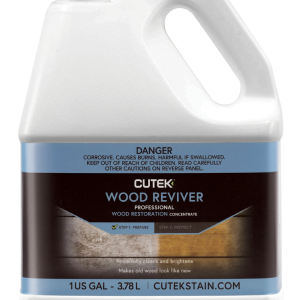 Plastic 1-gallon bottle of Cutek Wood Reviver Professional wood restoration concentrate with a blue label and dark cap, shown against a white background.