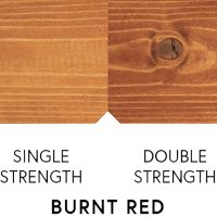 #image_title Wood stain swatch labeled Burnt Red, showing Single Strength and Double Strength options