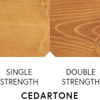 #image_title Wood veneer color swatch labeled Cedartone with sections for Single Strength and Double Strength.