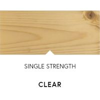 #image_title Product label showing the phrases 'Single Strength' and 'CLEAR' on white space with a wood-textured header above.